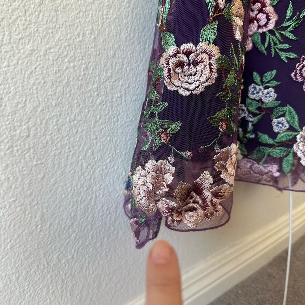 Marchesa Notte Embroidered Floral Gown - Picture 10 of 12